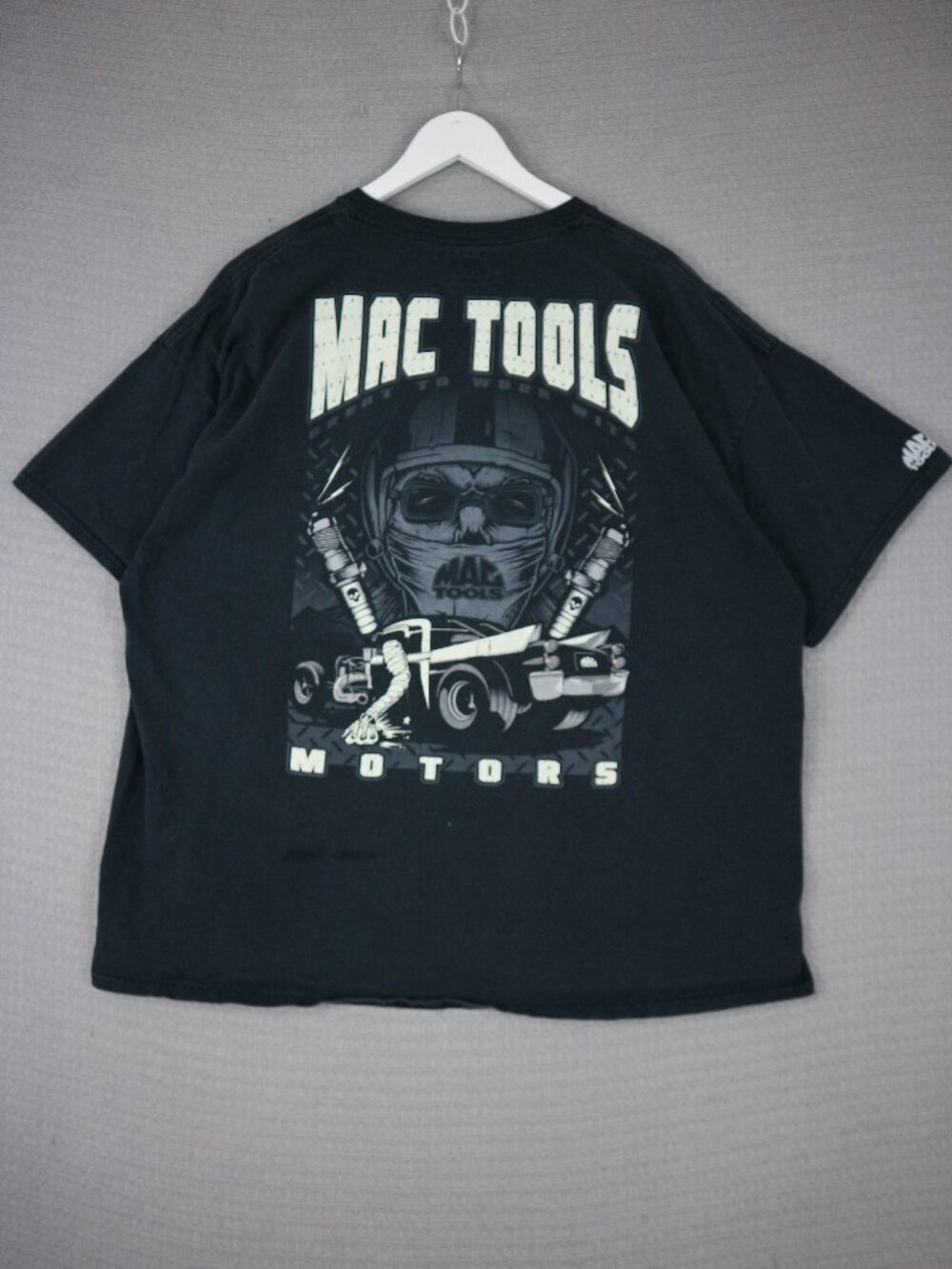 Mac Tools Motors Faded Black Thrashed Graphic Tee Car Mens 3XL VTG